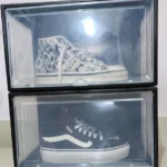 Caja de plástico transparente apilable para zapatillas foto review